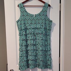 Lulu-B Teal and Navy Sleeveless Mini Dress
